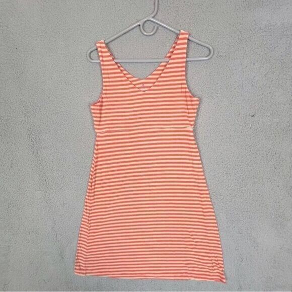 ATHLETA WOMENS STRIPE SANTORINI MODAL DRESS PINK TAN SIZE S - Picture 1 of 10